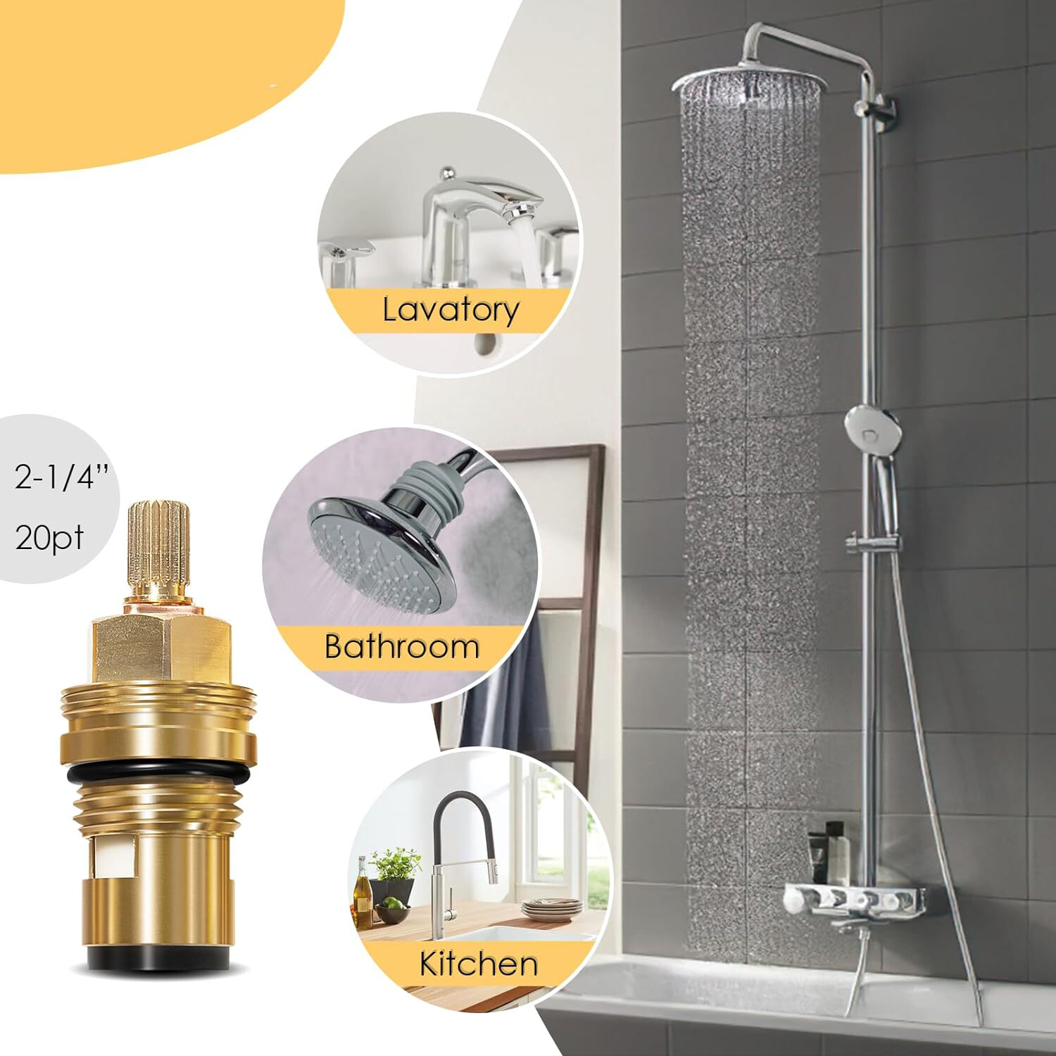 45882000 Hot Cartridge for Grohe Ceramic cartridge 1/2"-1/4 Turn Anti-Clockwise