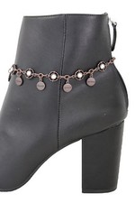 Women Boot Chain Bracelet Brown Metal Charm Believe Hope Peace Smile Accessory