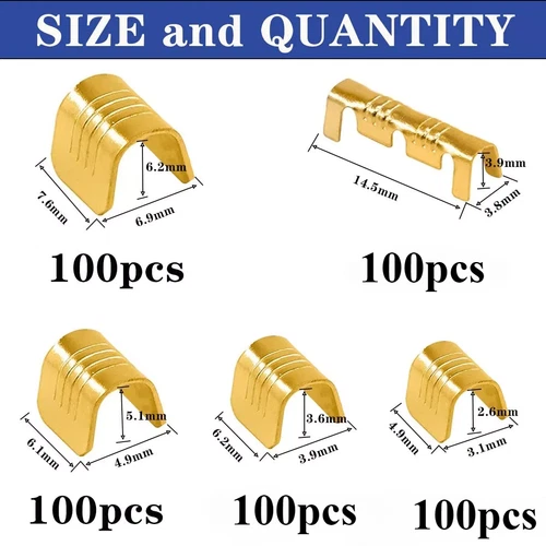 500Pcs U Shape Copper Terminals Crimp Kit - Non-Insulated Assortment Cable Wire - Picture 3 of 11
