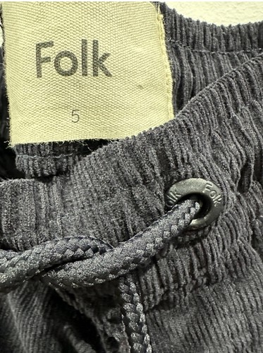 Folk Mens Pull On Drawstring Corduroy Dark Navy Trousers Size XL W 36 New - Picture 8 of 9