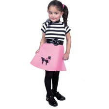 Poodle Dress Pink Black 50's Sock Hop Retro Fancy Dress Halloween Child Costume