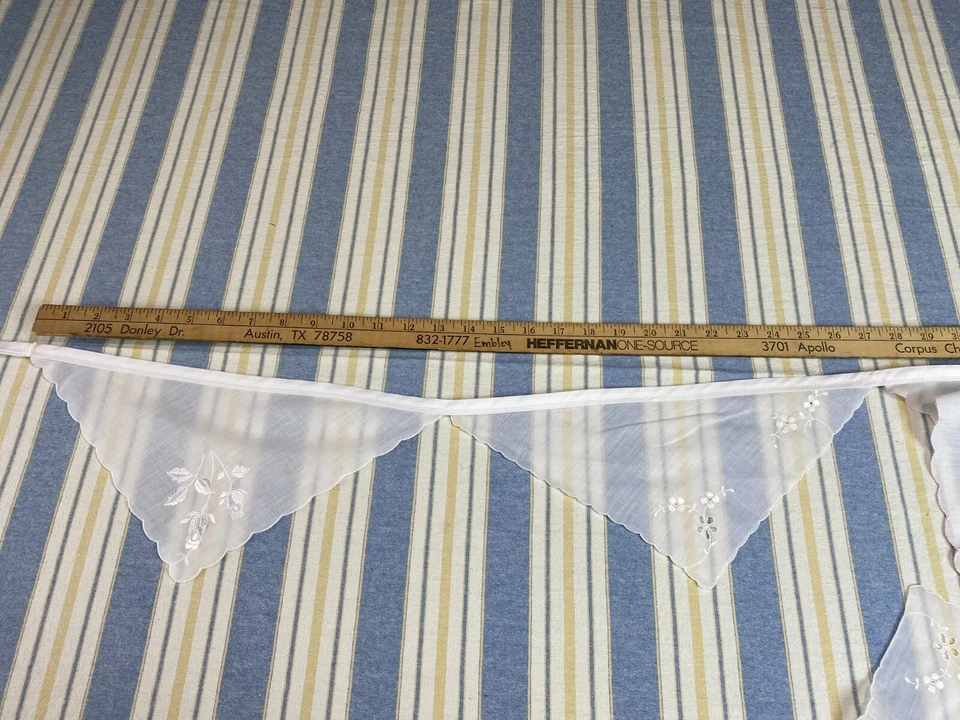 Винтажный носовой платок гирлянда носовой платок баннер ручной работы цветы белый розовый - Изображение 3 из 4