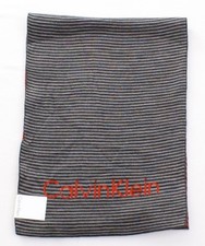Calvin Klein Ombre Logo Jacquard Muffler Gray  Orange Stripe Scarf Men's NWT