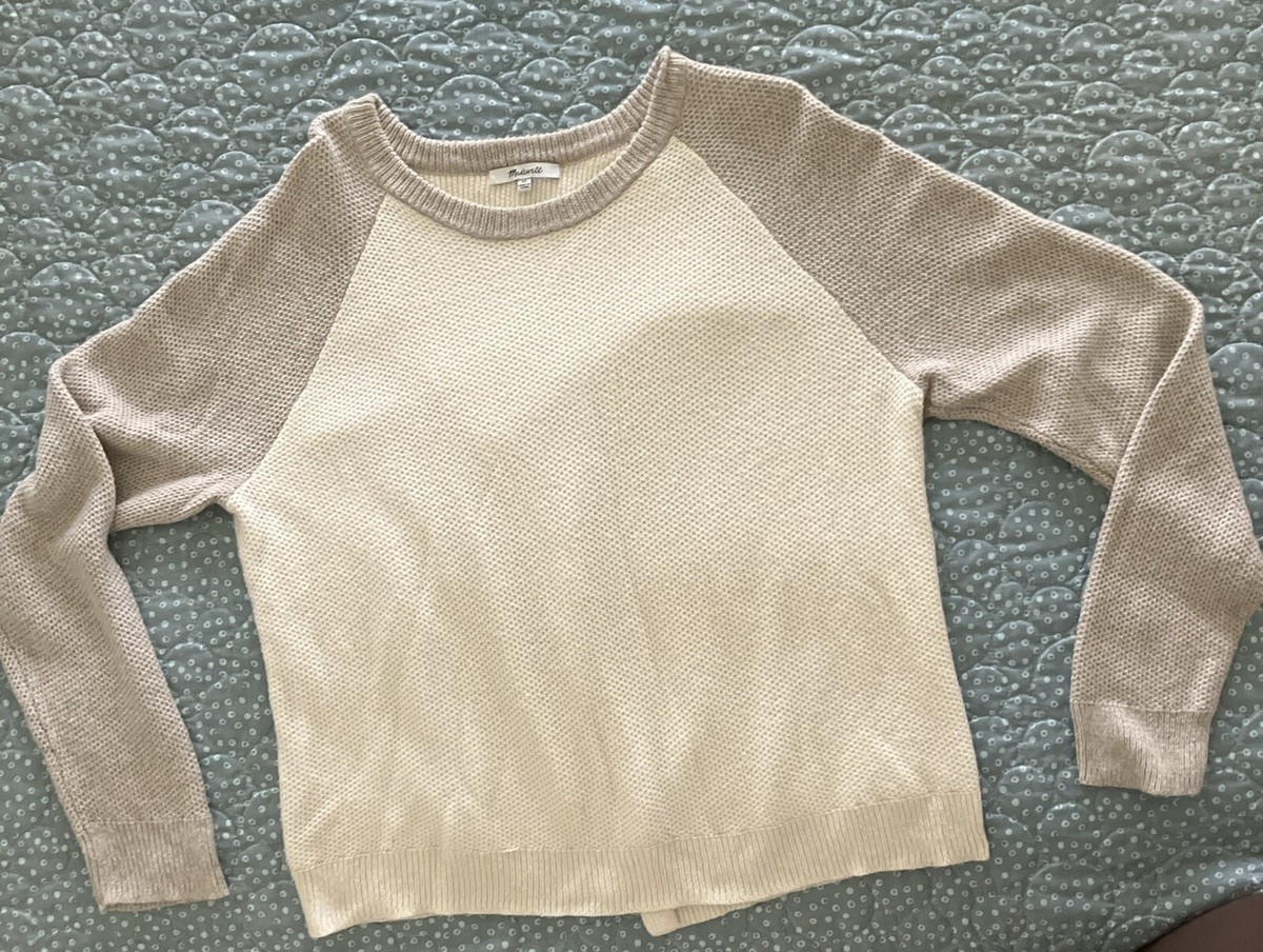 Madewell Womens Ivory/Beige Cotton Blend Long Sleeve Knitted Pullover  Sweater XL