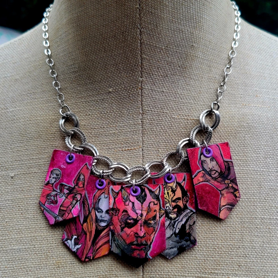 Star Wars DATHOMIR Silver Charm Necklace Asajj Talzin Opress Darth Maul - Image 4 of 4