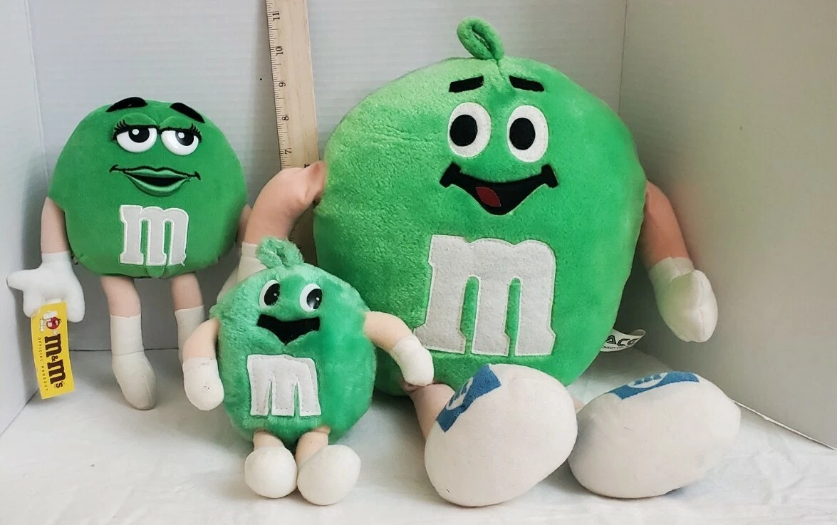 M&M’s MM Green Plush Collectibles Lot of 3 Large stuffed, standing and mini