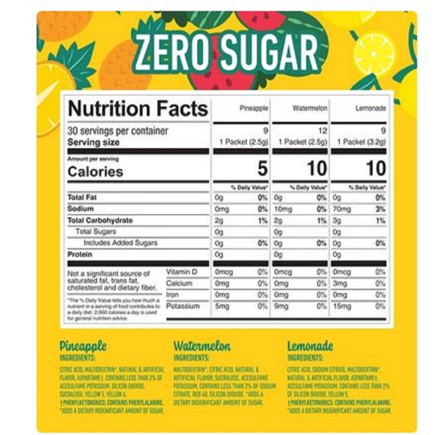 Crush Powdered Drink Mix Variety Pack Lemonade Watermelon and Pineapple 30ct eBay