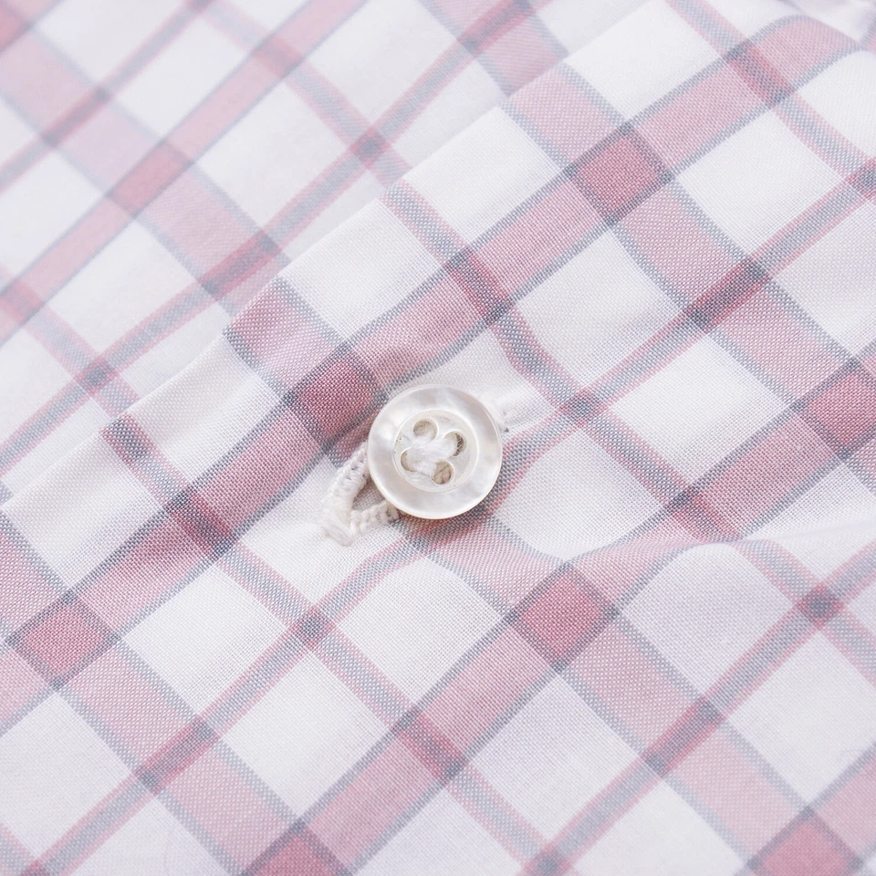 Camisa de vestir Isaia regular-fit 'Italia' rosa y gris a cuadros de algodón 15,75 Foto 3 de 4
