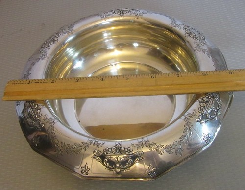 Antiguo cuenco de plata esterlina Gorham Durgin borde floral perforado prensado 9" 351 g - Imagen 6 de 9