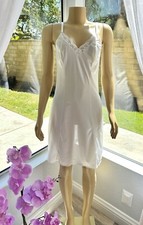 White Vintage Satin Slip Dress Womens Size M Medium 34 ILGWU Union Made EUC