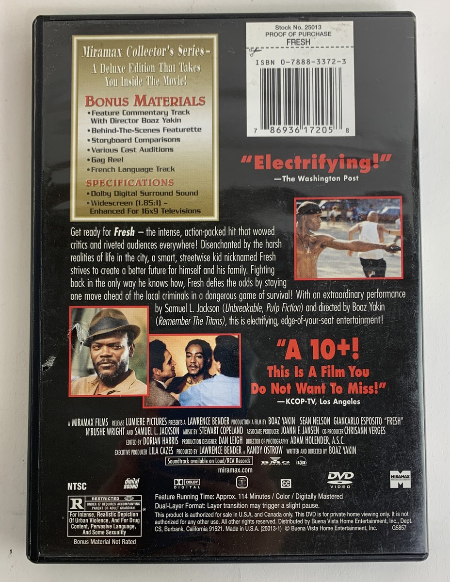 Fresh DVD Movie Features Samuel L Jackson, N'Bushe Wright 2002