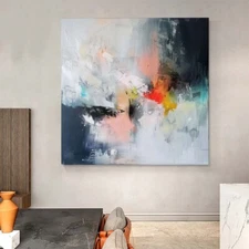 Hand-Painted Texture Oil Painting on Canvas Abstract Wall Art Deco Home Red