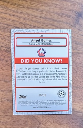 Angel Gomes 2021-22 Merlin Chrom UEFA True Gold/50 Rookie Lille RC Man Utd - Bild 2 von 2