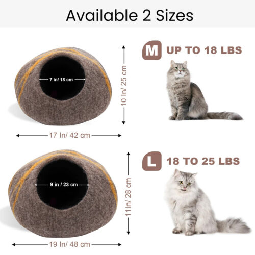Cueva de lana para gatos / cama para gatos / casa cálida para gatos / lana natural fieltro a mano para gatos - Imagen 3 de 16
