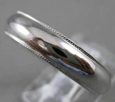 ESTATE PLATINUM CLASSIC SOLID MILGRAIN WEDDING ANNIVERSARY MENS BAND RING #20431