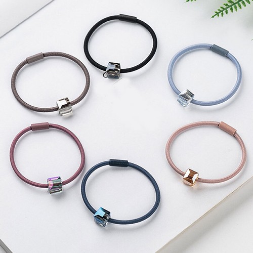 Women Solid Crystal Hair Ring Hair Rope Rubber Bands Scrunchie Hair Accessories↕ - Picture 3 of 18