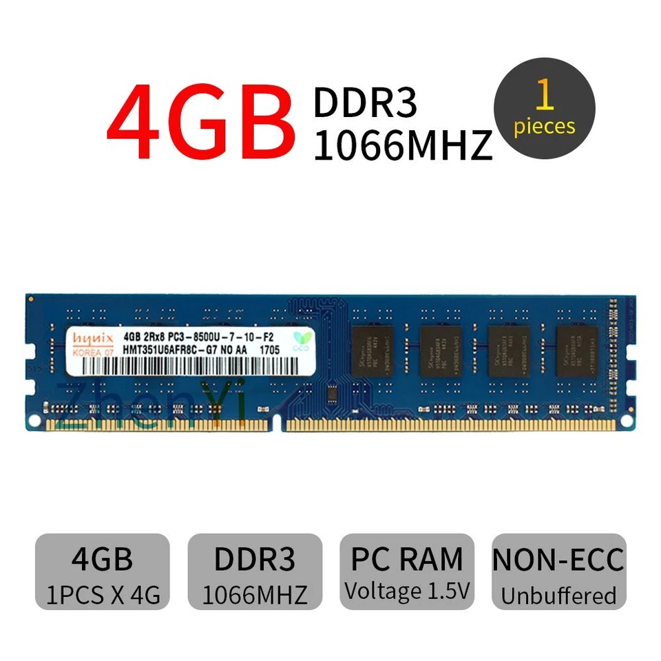 For Hynix 32GB 16GB 8GB 4GB PC3-8500 DDR3 1066Mhz 240pin Desktop Memory Lot UH - Image 4 of 4