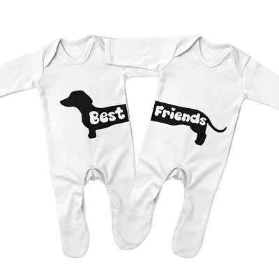 Dackel beste Freundin passender Strampler für Zwillinge Freunde Baby Ansager...