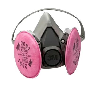 3M 6200 Half Face Respirator Mask & 2091 P100 Particulate Filter