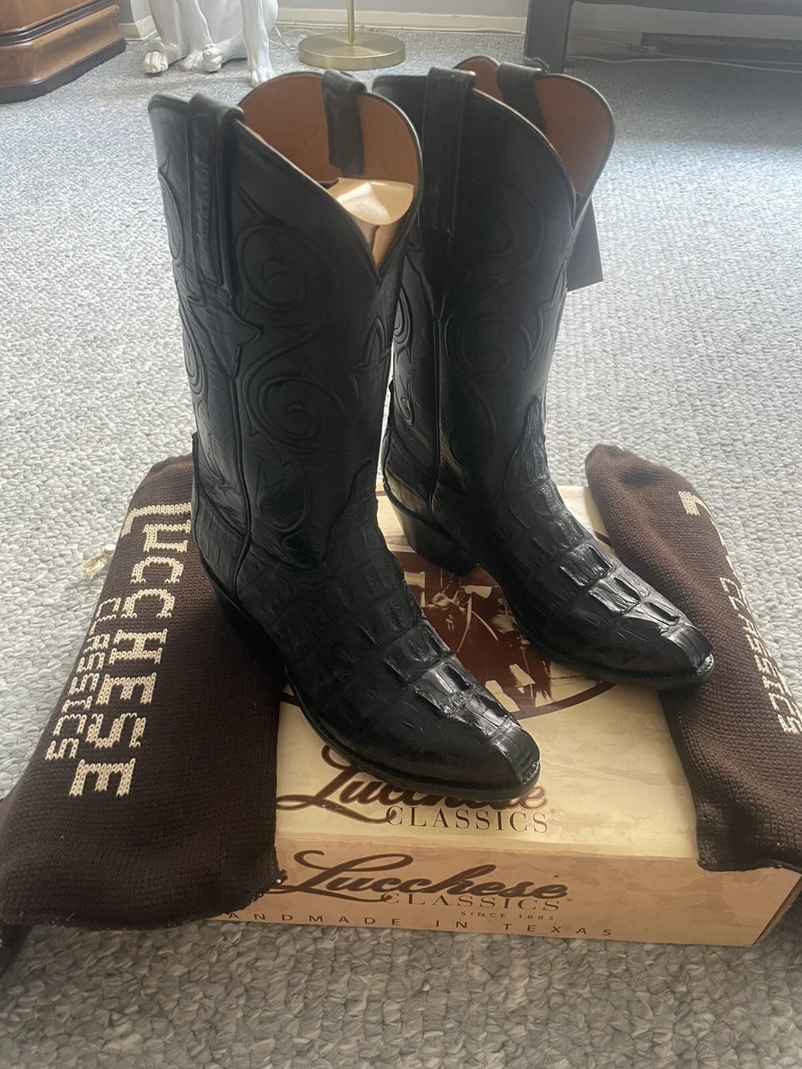 Lucchese Classics G9251-64D Black Hornback Caiman Tail Boots