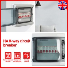 8 Way Consumer Unit fuse box 6 MCB Circuit Breakers Isolator Shed Garage Caravan