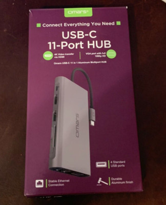 New Omars USB-C 11-Port Hub with Ethernet 4K HDMI VGA USB SD