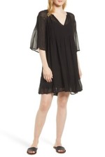 VELVET By Graham & Spencer Cherish Laos Chiffon Pintuck Dress Black S $298 B1
