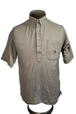 Vintage PGA Tour Golf Polo Shirt Mens M Brown Check Made in USA Embroidered Logo