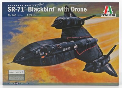 MODELL STATISCHES FLUGZEUG ITALERI LOCKHEED MARTIN SR 71 BLACKBIRD DRONE 1968...