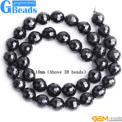 Cuentas redondas facetadas de piedra preciosa turmalina negra natural grado AAA envío gratuito - Imagen 12 de 43
