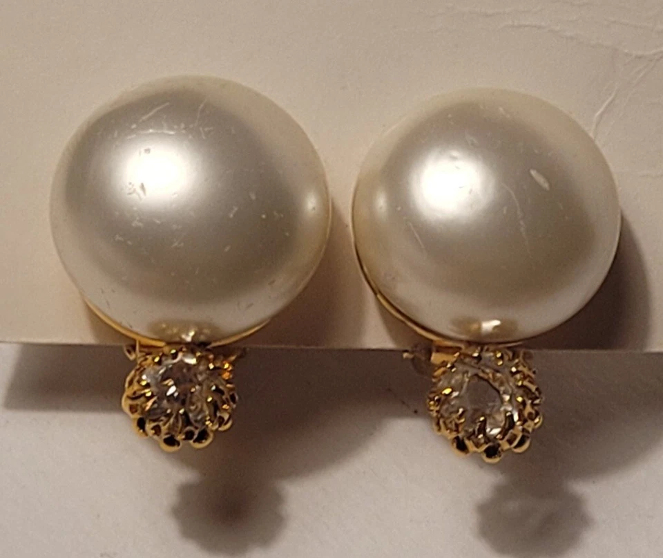 Boucles d'Oreilles CHANEL PARIS Vintage – Clips Perles & Cristaux #B# K3 - Photo 2/4