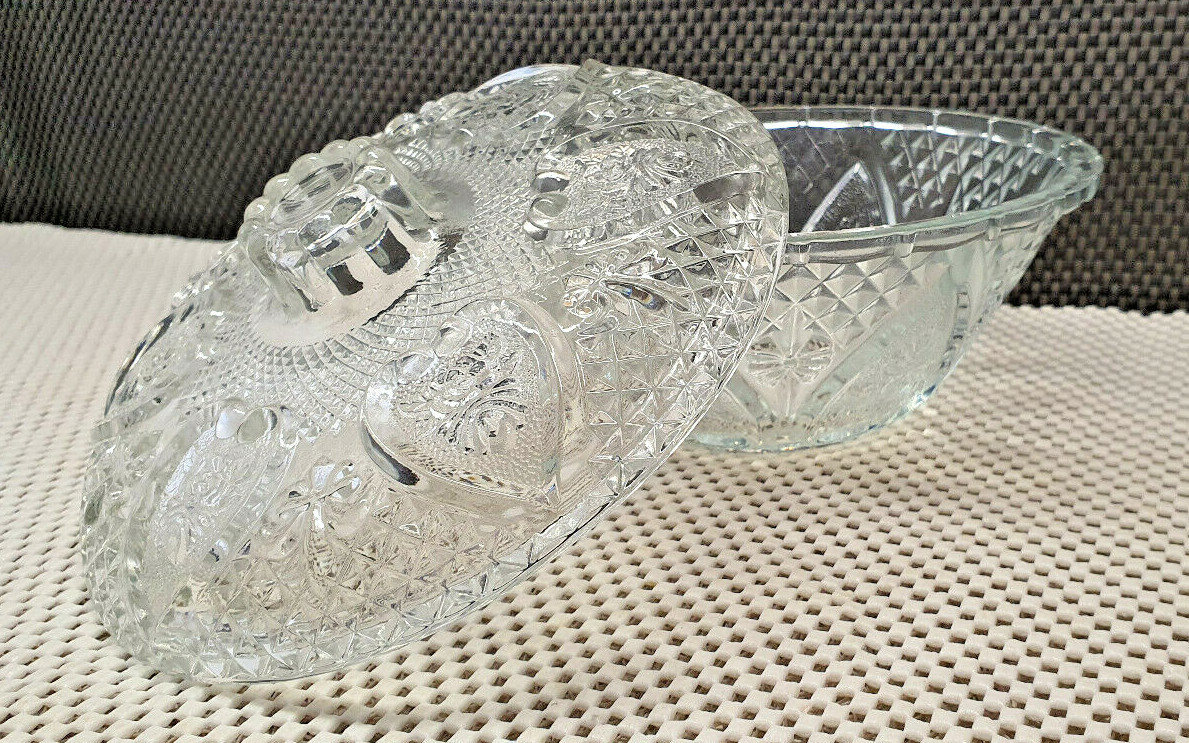 Ancienne Coupe Bonbonnière En Verre - Sucrier Avec Couvercle à Fleur - Dépoli