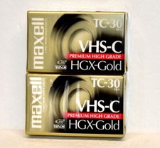 2 New Sealed MAXELL VHS-C HGX-Gold 30-Minute Premium High Grade Tapes