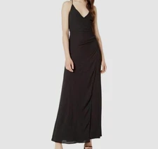 $170 Wayf Women's Black Solid Allison Faux-Wrap Sleeveless Slip Dress Size Small