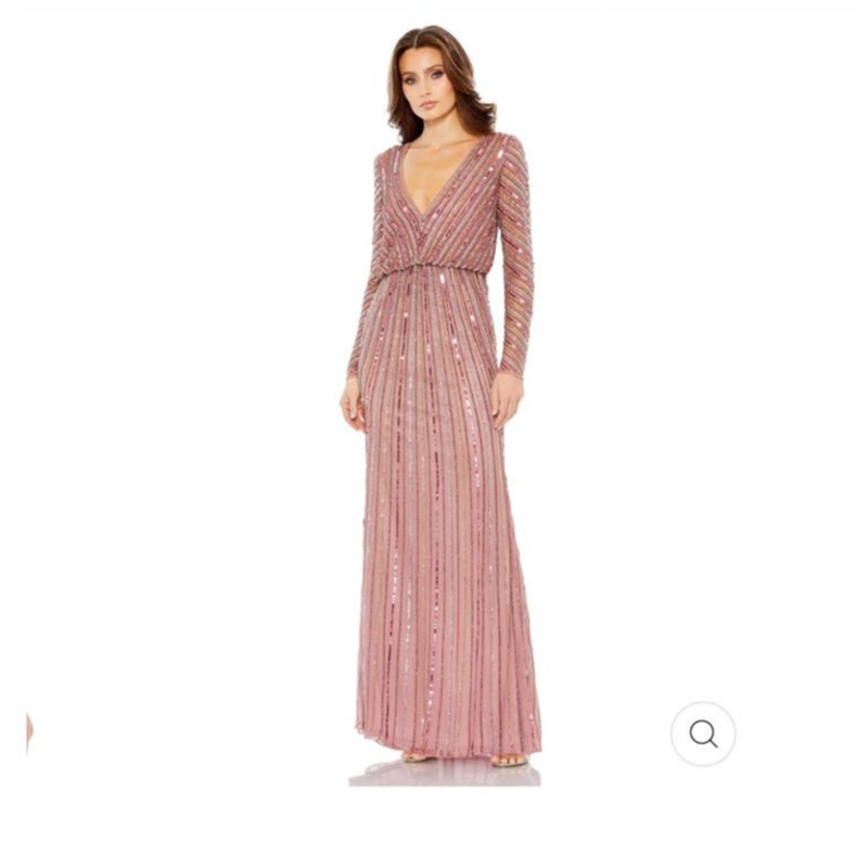 Mac Duggal Sequined Long-Sleeve Column Gown - Rosewood