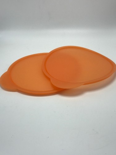 Tupperware Replacement lids/Seals #5455A Flat Out Lot of 2 Orange Sheer - Picture 10 of 12