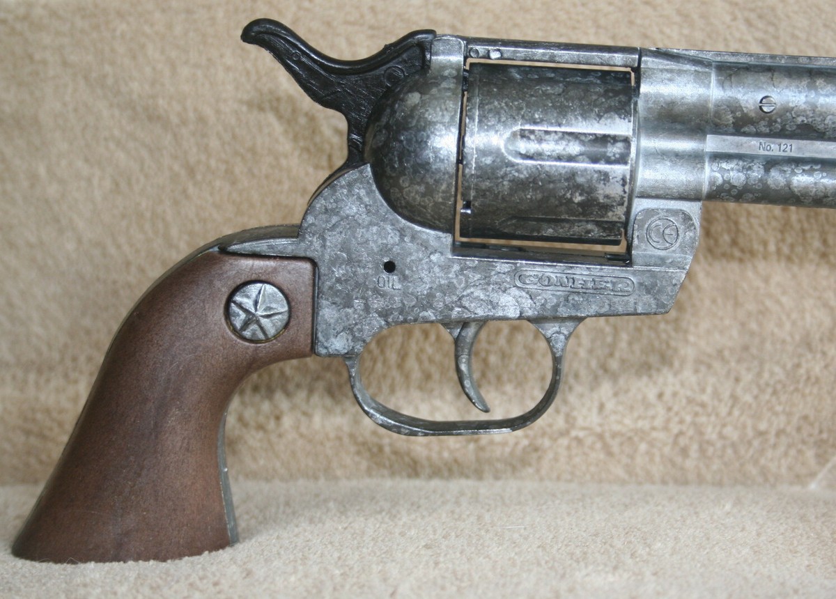 Cap Gun Revolver Die Cast Pistol 12 shot Gunmetal Grey Toy