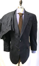 BROOKS BROTHERS Mens Suit Blue Stripe 1/2 LINED WOOL 2 Button 1 Vent 2 PLEAT