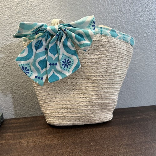 LITTLE GIRLS PURSE WOVEN BAG HANDBAG (Preowned) Beach Bag with Bow