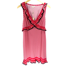 New Max Studio Women's Red Size M Sleeveless Ruffle Casual V Neck Dress MSRP $98