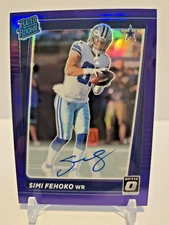 2021 Donruss Optic Simi Fehoko Rated Rookie Purple Prizm Auto #ed /35 Cowboys