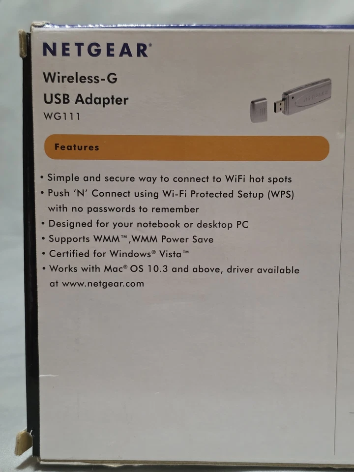 NETGEAR WIRELESS-G USB 2.0 ADAPTER WG111 G 54 MBPS 2.4 GHZ - New - Sealed - - Image 2 of 2
