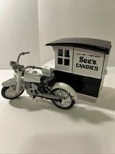 Vintage Die Cast See's Candies Motorcycle with Sidecar Wagon. No Driver***Read