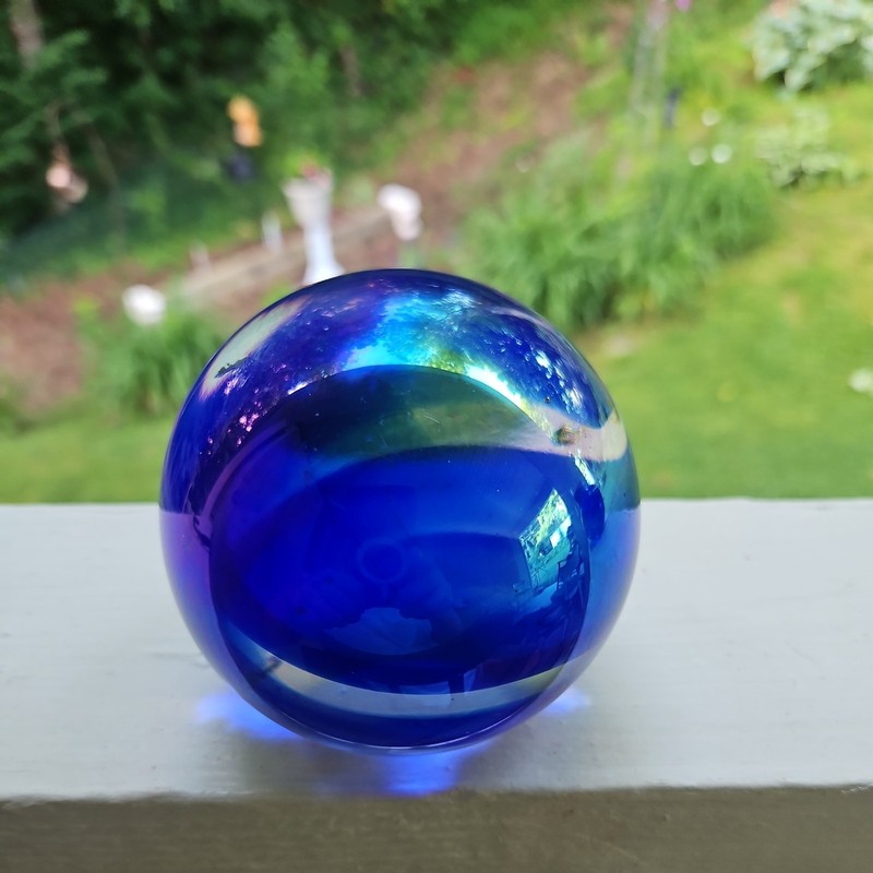 Vintage Ash Glass Blue Paperweight