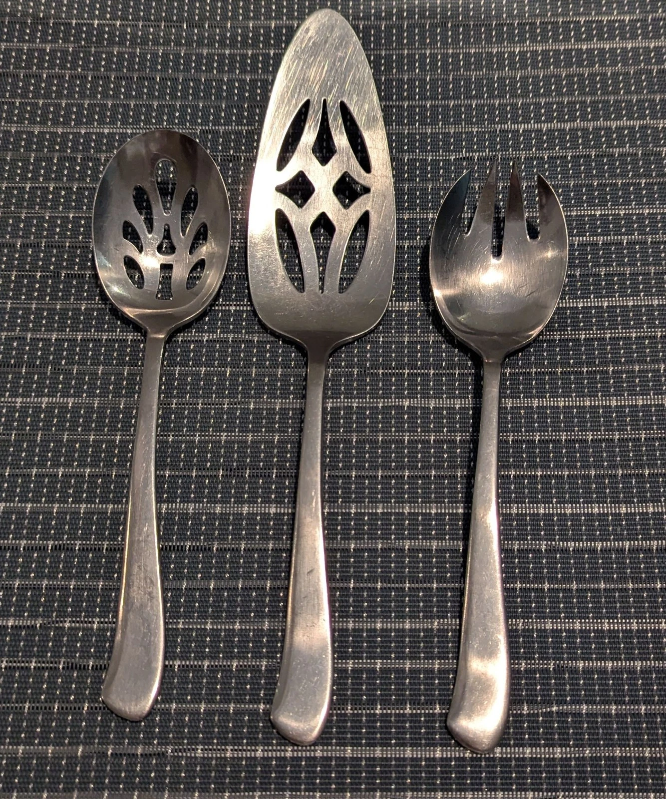 Wallace SAYBROOK Stainless Flatware 3 Serving Pieces Spoon Fork Pie Server