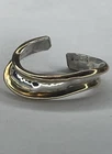 Vintage Solid Sterling With Brass Accent Finger Cuff Ring Sz. 7