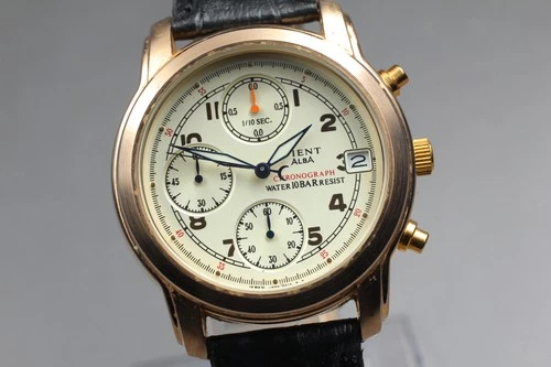 Vintage 1996 [Exc+5] Seiko Alba Vient Chronograph V657-8010 Gold Qz Mens Watch