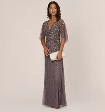 Adrianna Papell Beaded Cape Gown Size 12