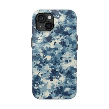 Blue Camouflage Phone Tough Case, Gift For Hunter Fans
