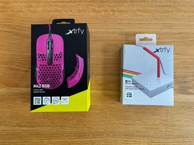 Xtrfy M42 RGB Gaming Maus (rosa) + Xtrfy B4 Retro Mouse Bungee   NEU & OVP